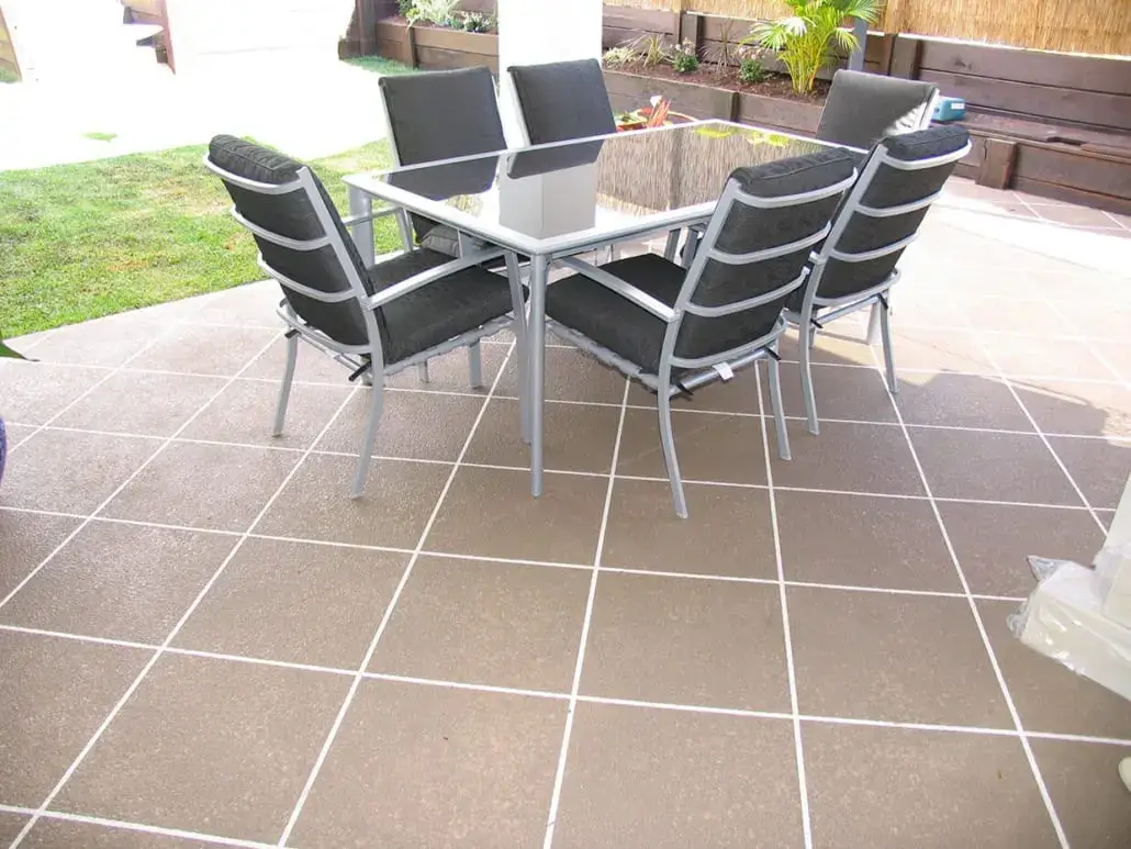 Diamond tile patio