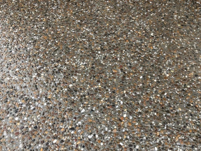 close up expossed aggregate concrete driveway