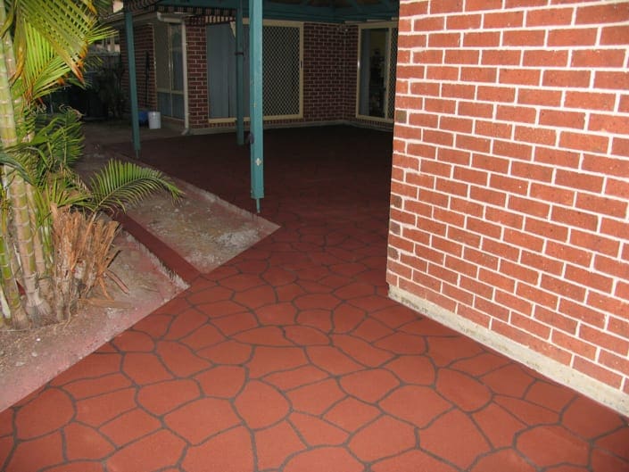 concrete resurfacing Brisbane brick red colour